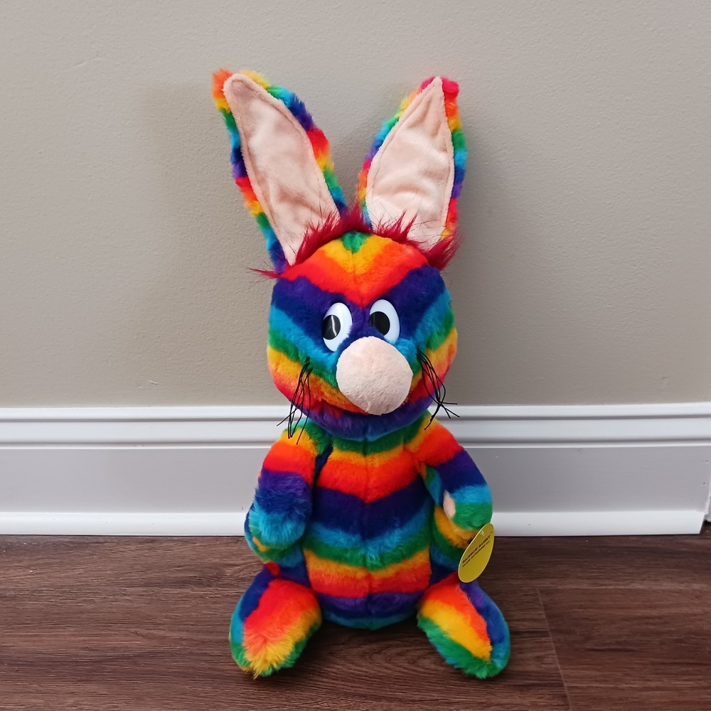 Steven Smith Rainbow Rabbit 18" Tall Posable ears‎ Vallee Enterprises Side Eye